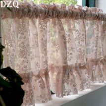Koreanische/japanische rosa Spitze kurze Vorhänge Korea Pastoral Blumen halbe Vorhänge für Küche Volant # a358