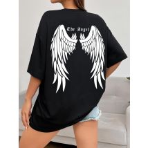 Dark Angel Wing Hot sale Graphic Printed T-Shirts For Women Loose Oversized Clothing Hip Hop Street Tshirt Cotton Short Sleeves