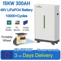 48V 300Ah LiFePO4 Batterie 15KW 51.2V 100Ah 10000+ Zyklen 600Ah Grade-A-Zellen Bluetooth BMS CAN RS485 Integrierter Equalizer EU Steuerfrei