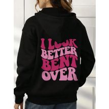 Sehen besser gebogen über lustige Brief Sweatshirt Frau Hip Hop lose Kapuze lässig Herbst Pelz-Liner Hoodies Mode S-XXL Tops