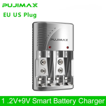 PUJIMAX 4 Slot Caricabatteria Smart 9v Aaa AA NiMH NiCd Adattatore Batteria 1.2v AA AAA Batteria Ricaricabile 9v Caricatore per 2A 3A
