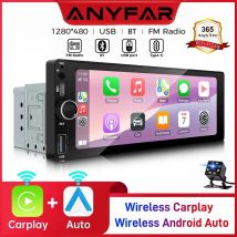 ANYFAR 6.86 cala 1280*480 1 Din Odtwarzacz MP5 Radio Samochodowe Bezprzewodowy Carplay Android Auto Odtwarzacz Multimedialny 1Din Radio Samochodowe FM Stereo