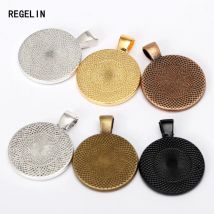 REGELIN 10pc/lot 25mm Silver Plate Necklace Pendant Setting Cabochon Cameo Base Tray Bezel Blank DIY Jewelry Making Findings
