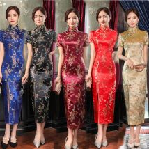 Stile cinese Qipao Donne sexy Plus Size Cheongsam Vintage Classico Abito cinese Drago e Phoenix Abiti lunghi 4XL