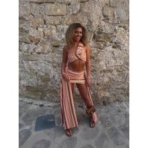 Sexy Beach Colorful Skirt Women Set Knit Sequin One Shoulder Crop Top Draped Mini Skirts Slim Bodycon 2 Pieces Sets Lady Outfits