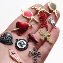 20 stücke Vintage Halloween gemischte Schädel Herz Kreuz Charms Anhänger für Ohrringe Armband Halskette Schmuck liefert DIY Zubehör