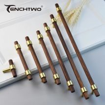 Nordic Modern Kitchen Storage Cabinet Pulls Gold Brass Black Walnut Furniture Handles Cupboard Wardrobe Drawer Door Wood Knobs