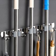 Supporto per organizer per mocio per montaggio a parete Gancio per scopa Gancio portaoggetti in acciaio inossidabile Accessori per l'organizzazione del bagno della cucina