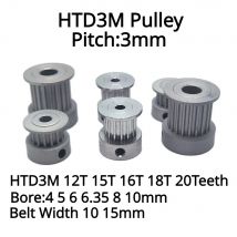 Printfly HTD 3M Zahnriemenscheibe 12 15 16 18 20 Zähne Bohrung 4 5 6 6,35 8 10 mm HTD 3M Zahnriemenbreite 10 15 mm CNC-Riemenscheibe 1 Stück