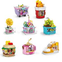 8 Style Mini Street View City Architecture Building Blocks Snack Store Shop House Model Bricks Puzzle Castle Toys for Children