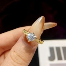Gra 1ct zertifizierter Moissan ite Diamant Gold weißer Stein Frauen Verlobung sring echte 925 Sterling Silber hochwertigen edlen Schmuck