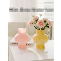 Simple Vase with Retro Cream Style, Vase for Living Room and Dining Table Decoration, Glass Flower Arrangement Small Vase