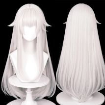 MSIWIGS Game Cosplay Wigs Synthetic Long Straight White Hair Heat Resistant Wig for Halloween Party
