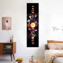 1PC Mondphase Sternenhimmel Wandteppich Hängen Schwarz Mond Blume Stern Vintage Decke Wohnkultur Böhmischen Schlafsaal Hause