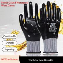 Öl-/wasserabweisende Arbeitshandschuhe mit Nitrilbeschichtung, rutschfeste, wasserdichte Handschuhe für die Reparatur von Garten, Angeln, Arbeitsschutzhandschuhe