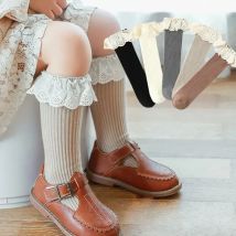 Baby Mädchen Socken Lange Socken Kinder Kinder Prinzessin Spitze Rüschen Knielangen Weiche Baumwolle Baby Socken Mode Kinder 0-8 jahre Socken