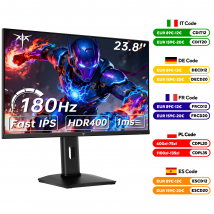 Monitor da gioco KTC da 24 pollici 180 Hz - Monitor per computer 2K 1440P, monitor IPS veloce con HDR 400, sincronizzazione adattiva, fino a 185 Hz H24T7