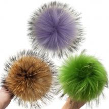 6'' Peacock Color Fur Pompom For Beanie Handbags Ski Hats keychain Natural Fur poms Multicolor Large Raccoon Fur White Pompon