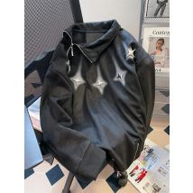 High Street übergroße unregelmäßige Hoodie mit halbem Reiß verschluss für Männer und Frauen Herbst und Winter im amerikanischen Stil stilvolle Wildleder jacke