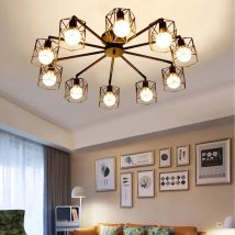 OUDELAD Schwarz Eisen Käfig Leuchten Loft Vintage Deckenleuchten Küche Schlafzimmer Wohnzimmer Studie Kronleuchter Leuchten