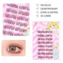 Selbstklebende individuelle Cluster-Wimpern, kein Kleber erforderlich, wiederverwendbare falsche Wimpern für Mädchen mit natürlichem Volumen, Make-up