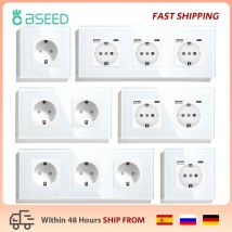 BSEED-enchufe de alimentación individual estándar de la UE, Interruptor táctil, enchufes de pared Usb, enchufes dobles, enchufes de pared triples, enchufes de vidrio cuádruple