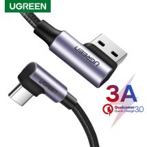 Ugreen 3A USB Tipo C Cavo di Ricarica Rapida 3.0 Cavo USB C da 90 Gradi per Samsung S20 Xiaomi Poco