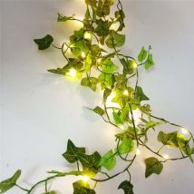 10M Green Leaf String Lights Powered By Artificial Batteries, Christmas Tree Wreath Lights Used for Courtyard Home Decoration