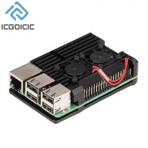 Per Raspberry Pi 4 3 Modello B 3B Plus Custodia in alluminio con doppia ventola di raffreddamento Custodia in metallo per modello RPI Raspberry Pi 4 3