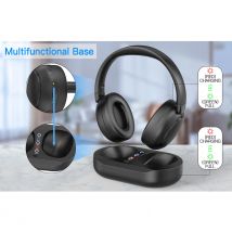 Auriculares de TV con pantalla de nivel de batería, AUX óptico, 3,5mm, 2,4G, Bluetooth 5,3, conexión estable, auriculares inalámbricos de TV para regalo de Navidad