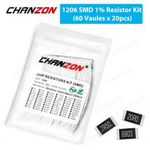 1200 Stück SMD 1206 Widerstands-Set, 0 Ohm – 10 m Ohm, 1/4 W Watt, 1 % hochpräziser Film-Chip-Widerstand, sortiertes Set (60 Werte x 20 Stück)