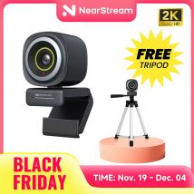 Webcam USB NearStream 1080P @ 60FPS con software per microfono con cancellazione del rumore AI Fotocamera per PC con messa a fuoco automatica con microfono Plug-and-Play,accessoire pc,