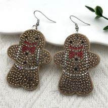 Niedliche Lebkuchen mann Strass baumeln Ohrringe für Frauen Mädchen braune Weihnachten Halloween Tropfen Ohrringe Schmuck Geschenke zzz1049