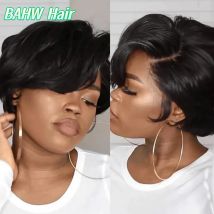 Indian Straight Pixie Cut 100 Human Hair Wigs Short Wig 13x4x1 Lace Front Wigs Pre Plucked Pixie Cut Wig Natural For Black Women