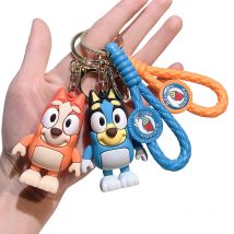 Bluey And Bingo Cute Cartoon PVC Model Dolls Brelok do kluczy samochodowych Ozdoba Plecak Wisiorek Dzieci Prezent urodzinowy
