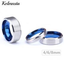 Kolmnsta 100% Reinem Titan Männer Frauen Ring Silber Farbe Blau Innen Klassische 4/6mm Hochzeit Ringe Gravur Bieten drop Verschiffen