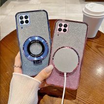 Custodia per telefono con supporto per anello CD con Glitter sfumato per Huawei P70 Ultra P60 P50 P40 P30 Lite Honor 50 70 90 Mate 60 50 40 Pro Soft Cover