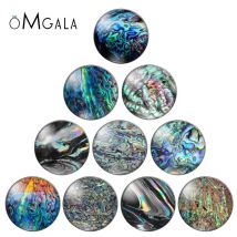 Neue Muschel Abalone Paua 10 Stück 12 mm/14 mm/16 mm/18 mm 20 mm//25 mm runde Fotoglas-Cabochon-Demo mit flacher Rückseite