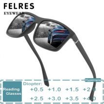 Occhiali da sole con lenti da lettura nere di design da uomo Lettori da presbite con prescrizione finita Lettori Occhiali da sole con paralume esterno + 1,5 + 2,0