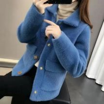 Frauen Strickjacke Mantel Neue frühling Herbst Koreanische Elegante Frauen Schlank Nachahmung Nerz Samt Stricken Taste Jacke