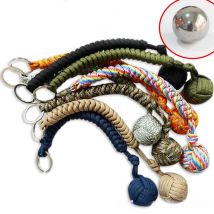 1pc Affe Faust Stahl Ball Selbstverteidigung Lanyard Überleben Schlüssel Kette Gebrochenes Fenster Regenschirm Seil Geflochtene Kette Outdoor Sicherheit Prot