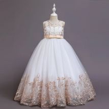 Kleid Für Elegante Mädchen Party Abend Hochzeit Kleid Teenager Mädchen Lange Kleid Bogen Klavier Leistung Kostüm Vestidos 4 zu 12 Y