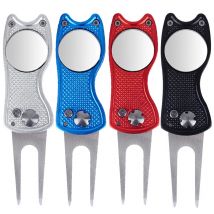 Faltbares Golf-Pitchot-Reparaturwerkzeug aus Metall mit magnetischem Ballmarker und Pop-up-Knopf, grünes Werkzeugzubehör, Geschenk für Golfer