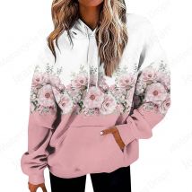 Blumen 3D-Druck Grafik Hoodie Frauen Mode Hoodies Sweatshirt Frauen schwitzt übergroße Mantel Herz Sweatshirt Tasche Pullover