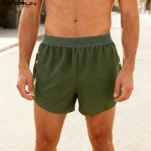 INCERUN Men Shorts Solid Color Elastic Waist Split Side Button Men Bottoms Streetwear 2025 Fashion Sexy Casual Male Shorts S-5XL