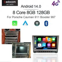 Grigio 720P CarPlay 8 "Android 14.0 lettore DVD per auto 8 Core 4GB DSP multimediale GPS autoradio per Porsche 911 997 987 Cayman Boxster