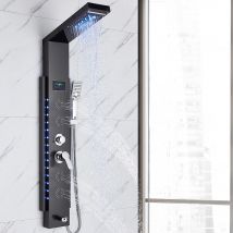 LED Duschpaneel Turm System Regen Wasserfall Dusche Säule Temperaturanzeige mit Massage Body Spa