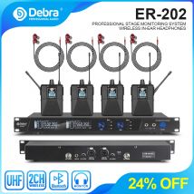 Debra UHF IEM ER-202 Drahtloses In-Ear-Monitorsystem Bühnenaudio mit mehreren Sendern für Bühnenauftritte Sängerin