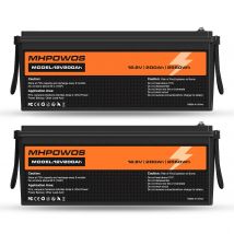 MHPOWOS 12V Lithiumbatterie 200AH Nominale Kapazität 2560W LiFePO4-Batterie mit BMS Solar Tragbarer wiederaufladbarer Deep-Cycle-Batterie