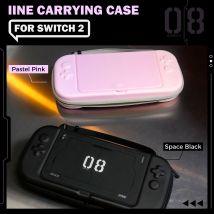 IINE Tragetasche für Switch 2, schneller Zugriff auf Spielkarten, EVA-Material, vollständiger Schutz und stoßfestes Design, Rosa und Schwarz